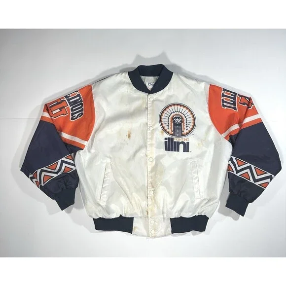 Vintage Illinois Fighting ILLINI Chalk Line Fanimation Jacket XL USA 90s RARE